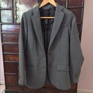 Marc by Marc Jacobs gray tweed with red/blue collar wool blend oversized blazer